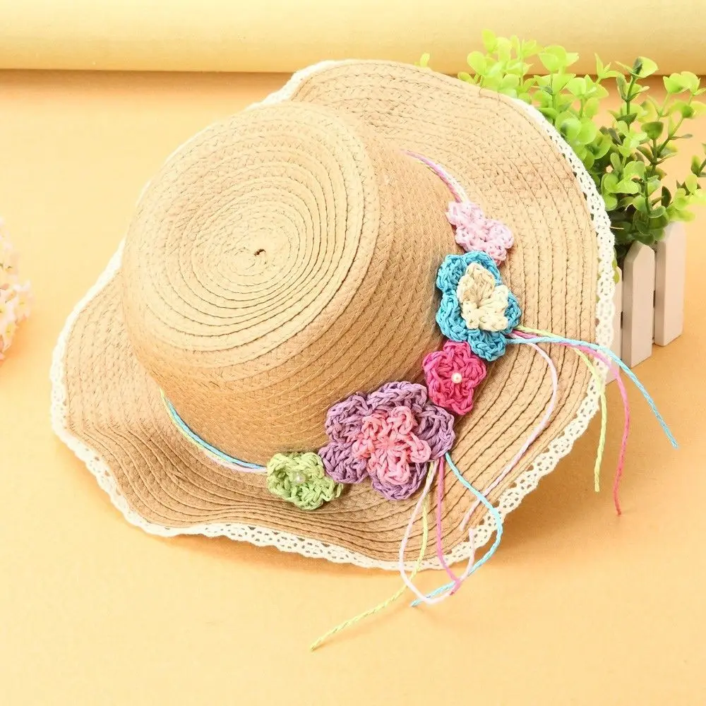 2015 NEW Summer Fashion Children Baby Girls Sun Straw Hat Large Brimmed