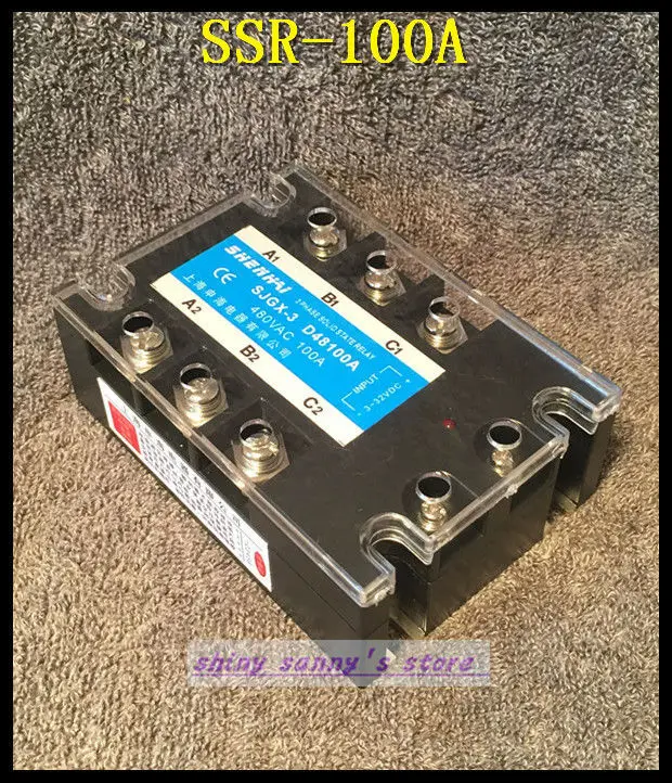 1 шт. SSR-100A 100A 480VAC Трехфазный 3 фазы постоянного тока переменного тока твердотельные реле бренд