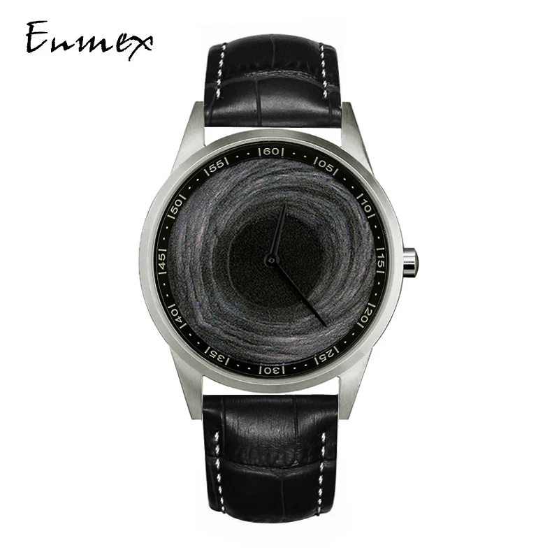 

Enmex design wristwatch Canvas strap waterproof creative design stainless steel case 3D black hole face quartz sport watch