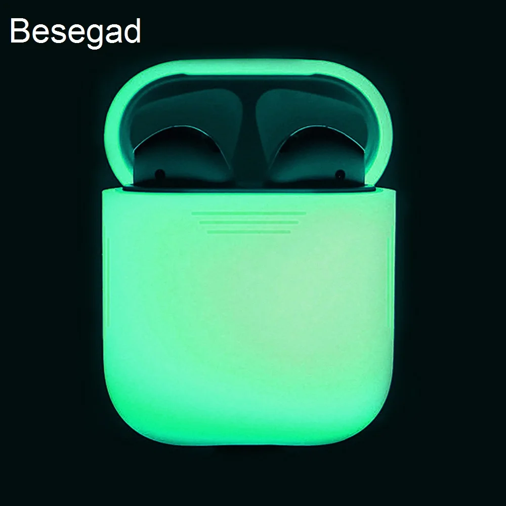 

Besegad Silicone Glow in the Dark Protective Noctilucence Case Cover Sleeve Pouch Box for Apple Airpods Wireless Accessories