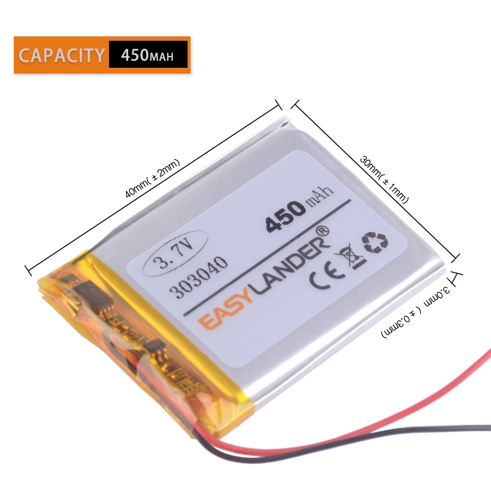 

303040 3.7V 450mAh Rechargeable Li-Polymer Li-ion Battery For MP3 MP4 DVR GPS DVR toys tools Speaker Driving recorder 302939