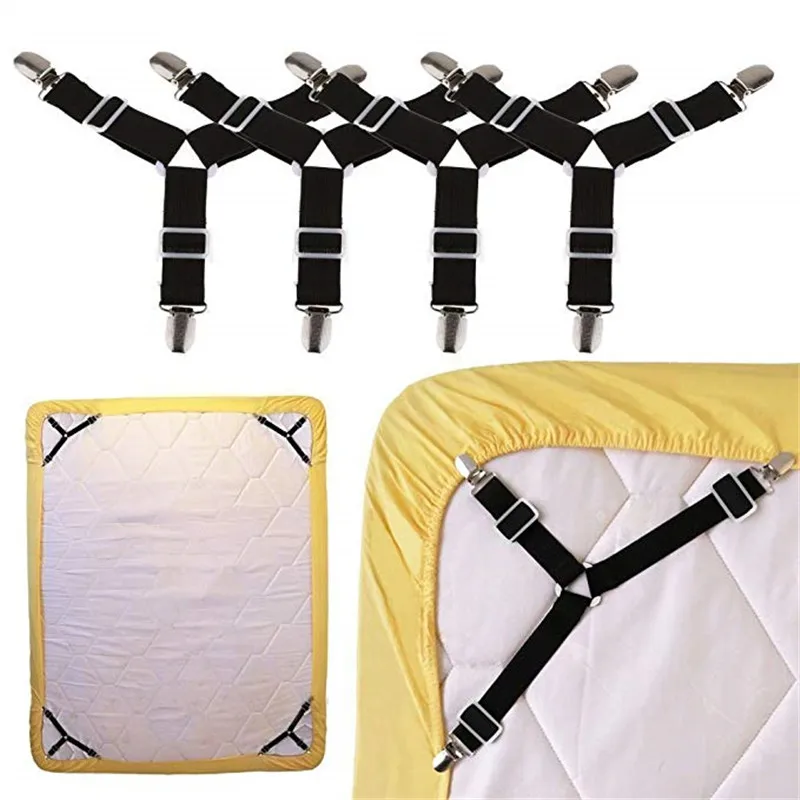 4pcs Bed Sheet Holder Straps Adjustable Elastic Straps Fasteners Bed