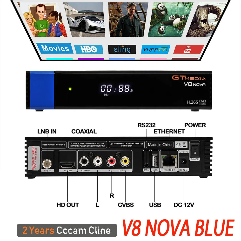 Приемное устройство спутниковый приемник Gtmedia V8 nova HD 1080P Cccam Cline на 2 года DVB-S2 встроенный wifi Gtmedia V9 супер опционально