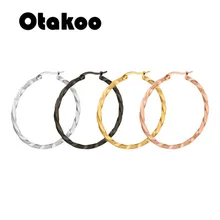 Otakoo круг цвет золотой креольские серьги, нержавеющая сталь большие круглые женские серьги-кольца Подарки для женщин