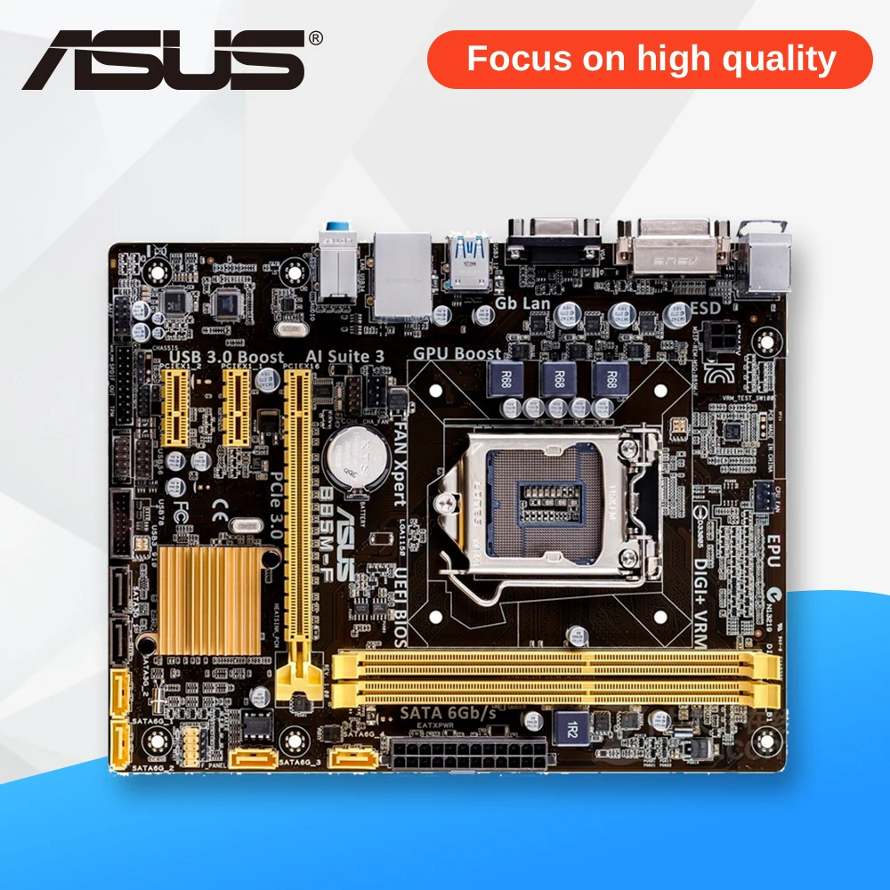 Asus B85M-F Desktop Motherboard B85 Socket LGA 1150 i7 i5 i3 DDR3 16G SATA3 Micro-ATX asus b85m v5 plus desktop motherboard b85 socket lga 1150 i7 i5 i3 ddr3 16g sata3 micro atx