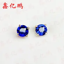 18 К золото инкрустированные натуральный сапфир с Шри-Ланки серьги-гвоздики модные контрактные ювелирные изделия