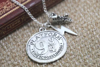

12pcs/lot HP Hogwarts Express Charm Necklace Platform 9 3/4 Necklace Fantasy Wizard Charm Necklace