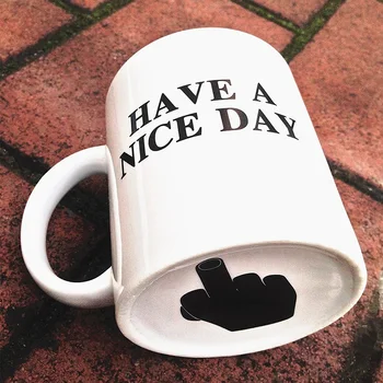

24pcs 350ml Novelty Ceramic Middle Finger Coffee Cups Personality Office Gifts Have A Nice Day Mug wen6873
