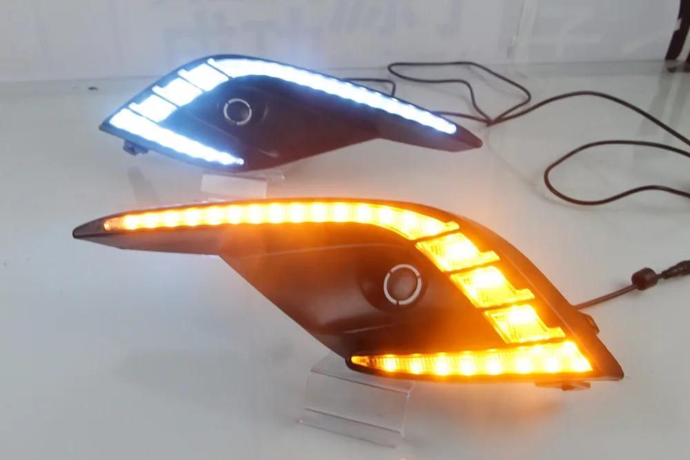 

Osmrk led drl daytime running light for mazda atenza 2016-2018 with moving yellow turn signals and blue night running light