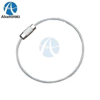 

1pcs 5PCS 10Pcs Screw Locking Stainless Steel Wire Keychain Cable Rope Key Holder Keyring Key Chain Rings Cable Outdoor Hiking