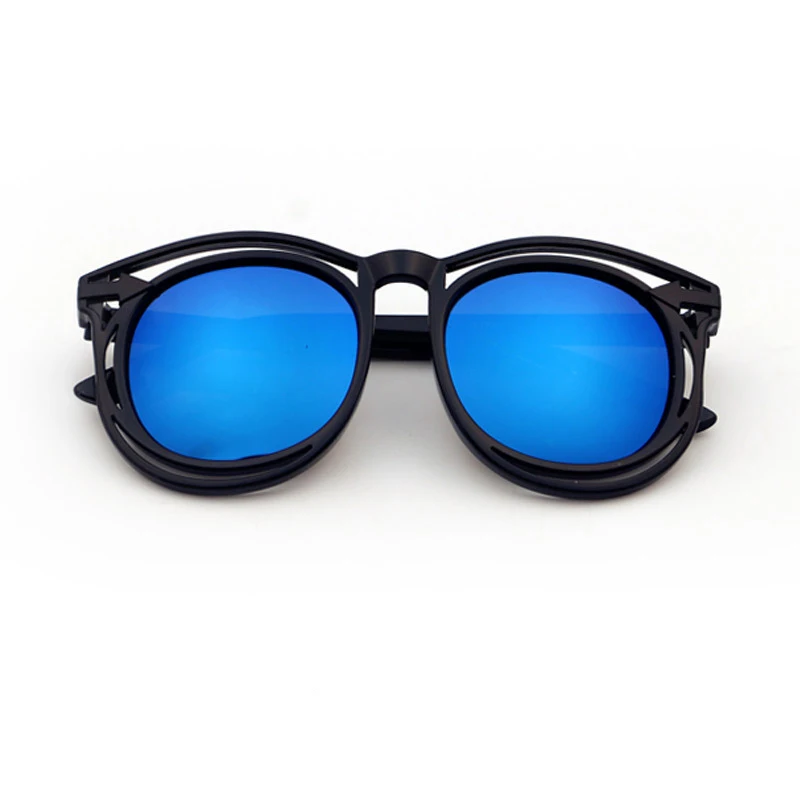 Детские милые овальные линзы, пластмассовые солнцезащитные очки, детские, с рисунком, милые, отражающие, UV400, солнцезащитные очки, уличные, Oculos N235 - Цвет линз: black blue
