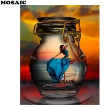 Полный квадратный Круглый Алмаз живопись на заказ фото 3d вышивка, изображение горного Хрусталя Мозаика танцор девушка украшение дома