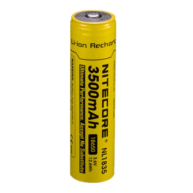 

NITECORE 18650 3500mAh NL1835 3.6V 9.6Wh Rechargeable Li-on Battery Protected Li-ion Button Top Battery