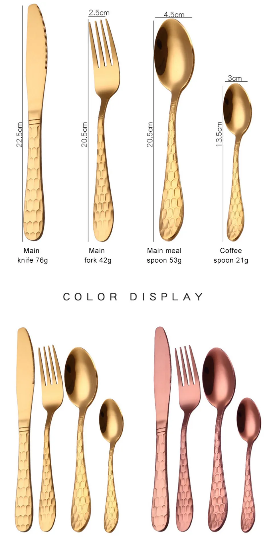 Creative PatternTableware Set 304 Steel Stainless GoldTableware Sets Plating Knife Forks Dinner Set Western Food Cutleries 4pcs (2)