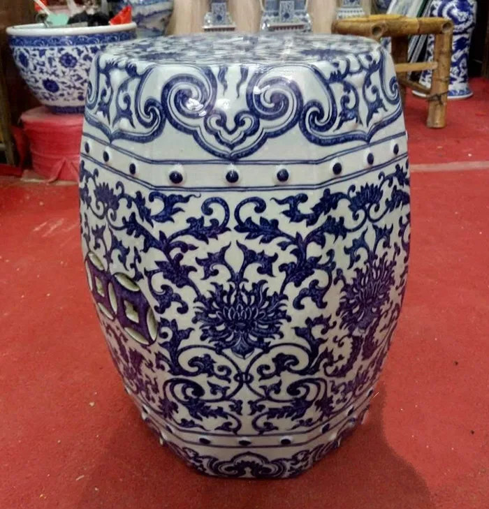 Керамический стул Jingdezhen Набор стульев расписанный вручную античный синий и