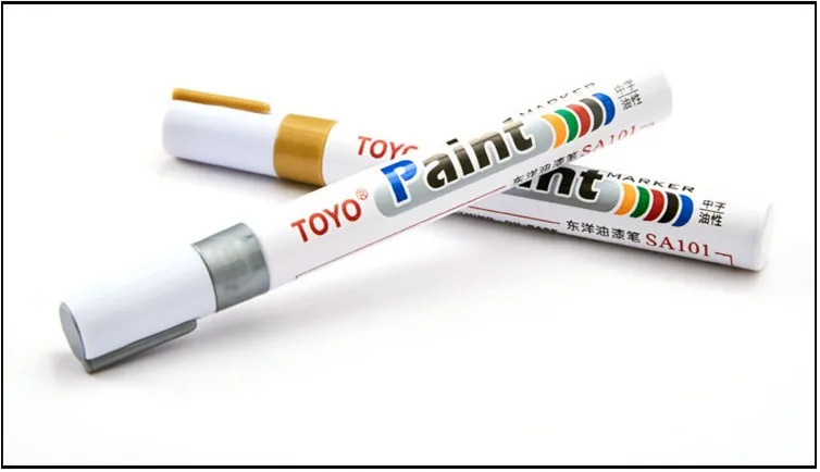 9 цветов белый водонепроницаемый маркер с перманентной краской ручка автомобильная шина краска ручка резиновый протектор окружающей среды фломастер для окраски шин DIY офисный подарок - Цвет: Gold 1pc