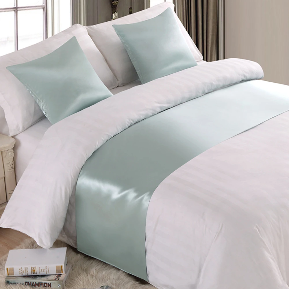 RAYUAN Silk and Satin Bedspreads Silk Fabrics Bed Runner Bedding Single Queen King Bed Cover Towel Home Hotel Decorations