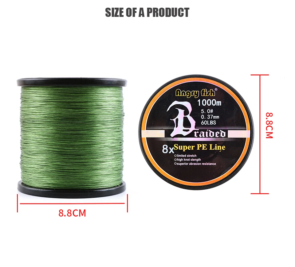Extra Thin Diameter-Proprietary Weaving Tech ANGRYFISH 8-PRO Braided Fishing Line Exceptional Strength-Enhanced Smoothness-Zero Stretch&Low Memory Superline 