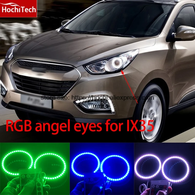 HochiTech RGB Multi-Цвет светодиодный Ангельские глазки Halo кольца комплект супер яркость Тюнинг автомобилей для hyundai ix35 2010 2011 2012
