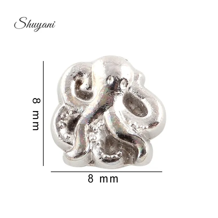 

8*8mm Silver Plated Alloy Octopus Charms For Glass Living Locket Charms