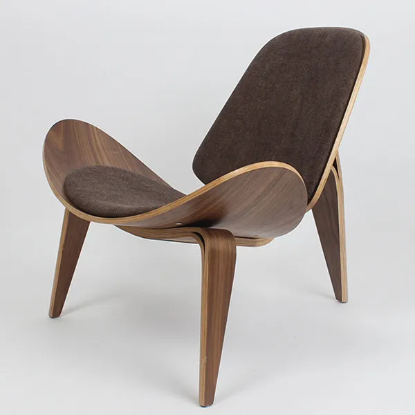 Ганс Вегнер стиль трехногий корпус стул орех фанера льняная ткань Подушка мебель для гостиной современный гостиная раковина стул