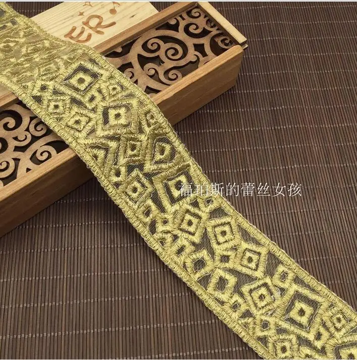 

Gold Baroque Lace Trim ,Gold Metallic Thread Embroidery Lace Trim ,Garment Gold Belt Accessories