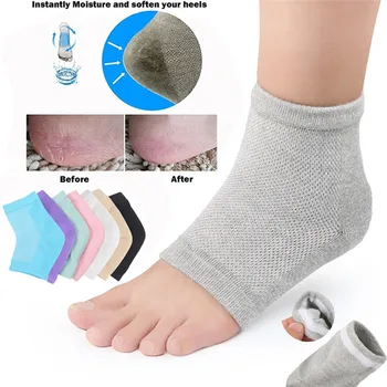 

foot care massage 2Pcs Silicone Moisturizing Gel Heel Socks Cracked Foot Skin Care Protectors Kit P#B45 dropship