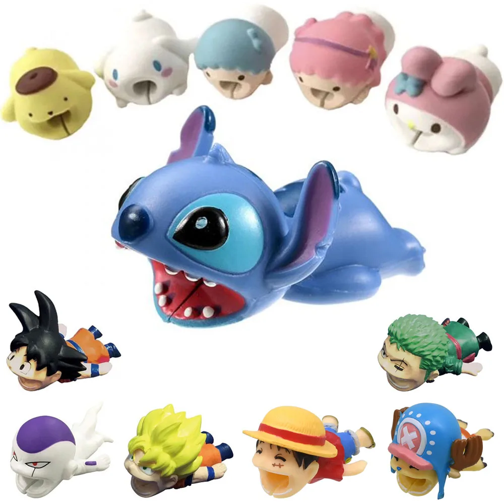 

Data Cable Protector Dragon Ball Stitch Luffy Kitty Rabbit Dog Phone Charging Data Earphone Wire Bite Protector for iPhones