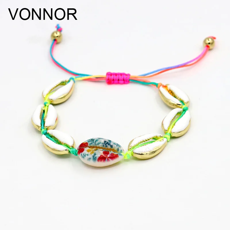 

VONNOR Handmade Jewelry Bracelets Metal Shell Plating Color Bracelet for Women Fashion Friendship Strand Bracelet Men