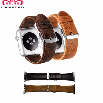 

genuine leather strap For Apple Watch band apple watch 5 4 3 44mm/40mm 42mm 38mm crazy horse classic metal clasp watchband belt