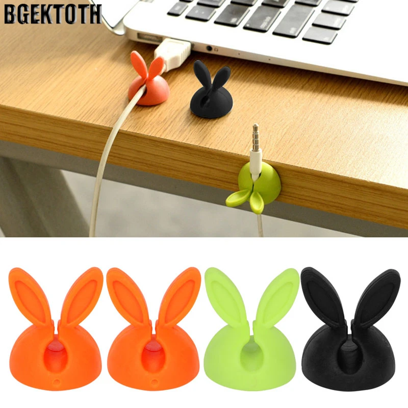 BGEKTOTH 4Pcs Cute Rabbit Ears Cable Drop Clip Wire Organizer Desk Tidy USB Cord Holder | Электроника
