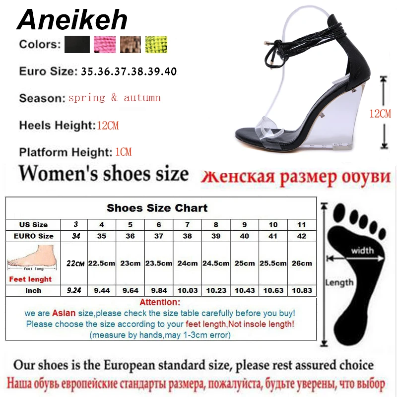 Aneikeh/Новые Модные женские сандалии босоножки на высоком каблуке с перекрестной привязанный ремешок из ПВХ женские летние туфли-лодочки с открытым носком Размеры 35-40