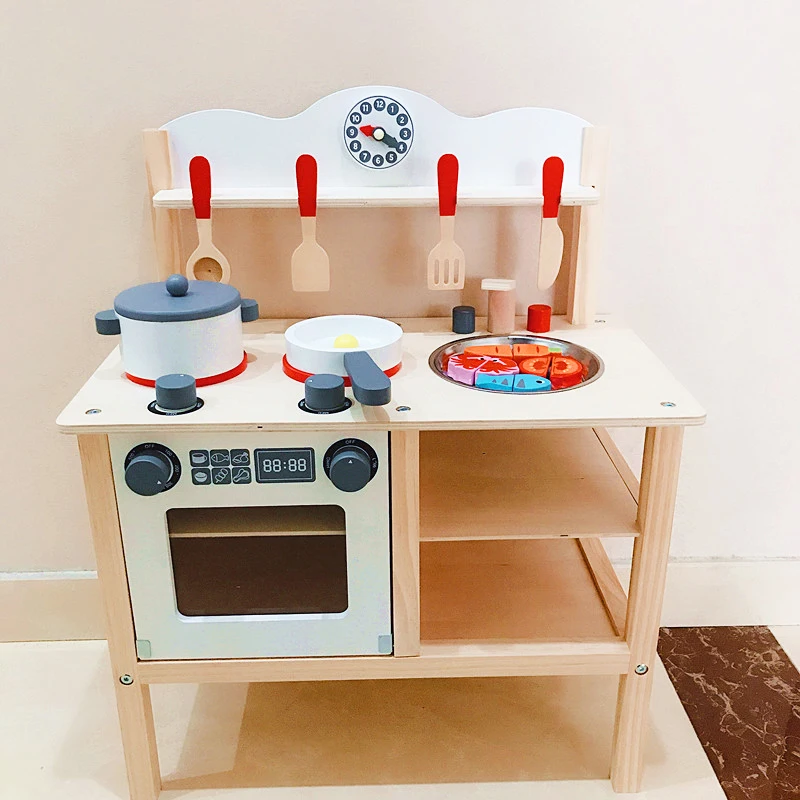 Juego De Cocina De Juguete Para Ensamblar Madera Con Utensilios De