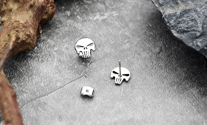 Onlysda 316L нержавеющая сталь для мужчин череп серьги гвоздики Каратель Панк Байкер модные ювелирные изделия Модные вечерние подарок для мужчин ES105