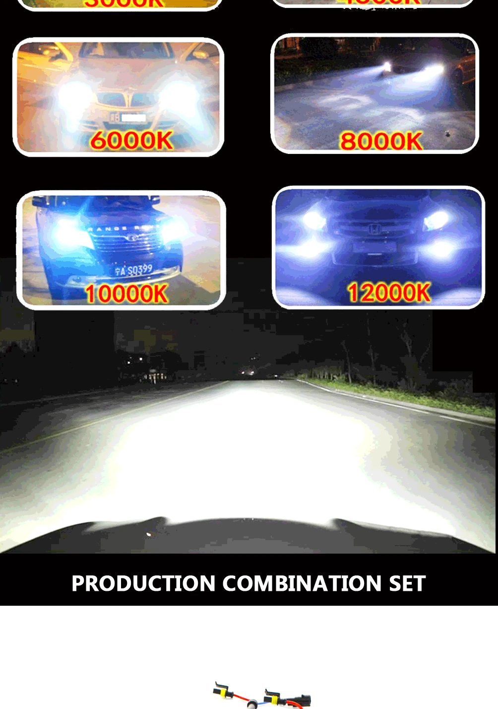 Kit de Conversão Xenon h7 6000 k 8000 h1 4300 10000 12000 Farol Lâmpadas ac 55 w Hid Kit 5 Lâmpadas de farol de carro (Xenon)