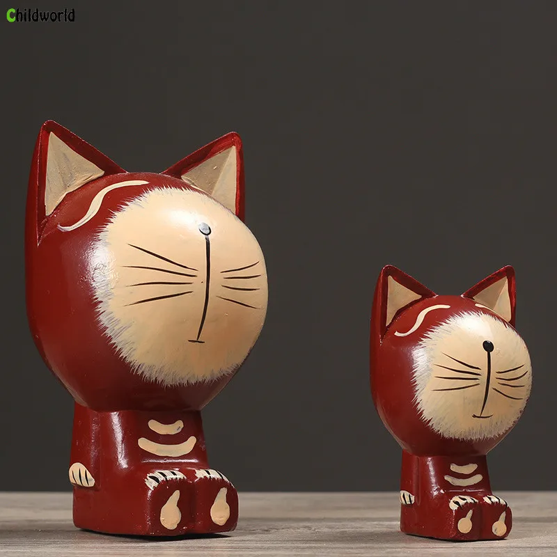 

Nordic Logs, Bali Island Hand Carved Wooden Cat Home Crafts, Birthday Gifts, Mother and Cat Decorations