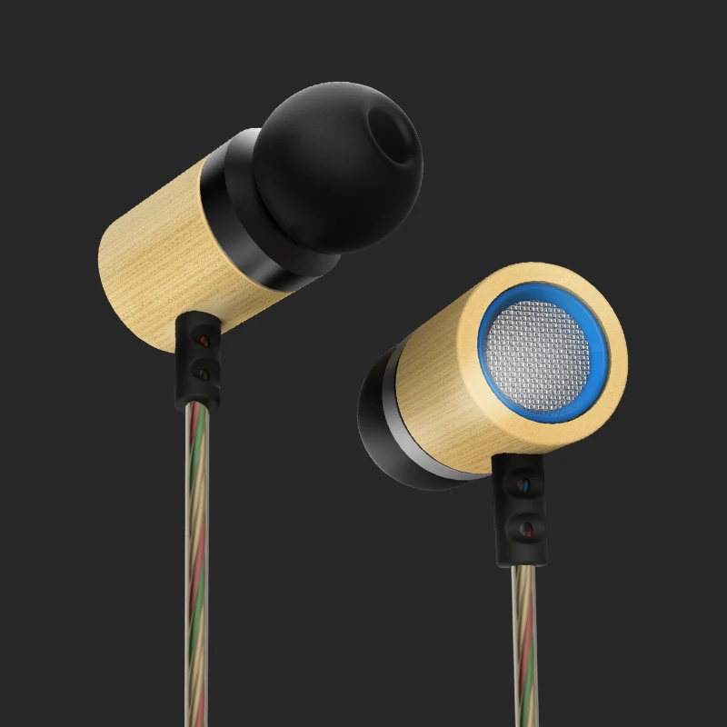 KZ ED7 бамбуковые наушники с эффектом дерева микрофоном 3 5 мм HD HiFi в ухо гарнитура