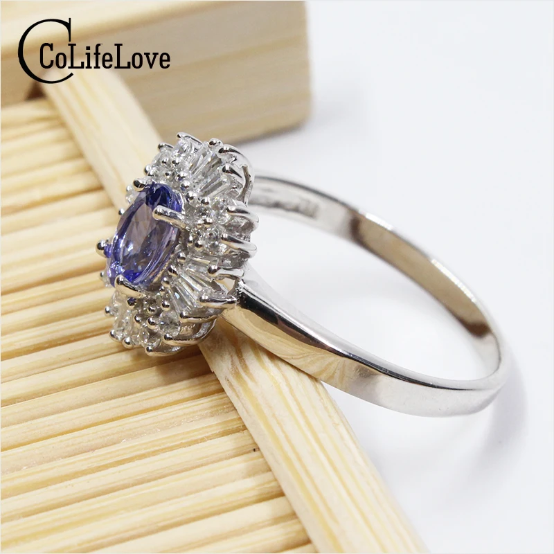 Винтажное обручальное кольцо для женщин, настоящее голубое танзанитное кольцо, настоящее твердое Стерлинговое Серебро 925 пробы, Ювелирное кольцо для женщин