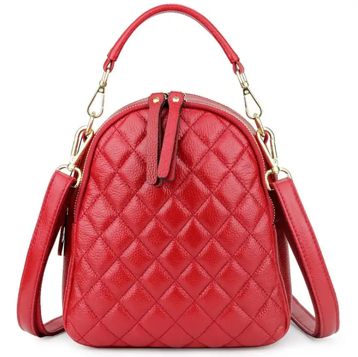 Fashion backpack Women bag High Quality Leather Backpack Women Double Shoulder Bags Satchel Women Backpacks mochila - Color: Red wine