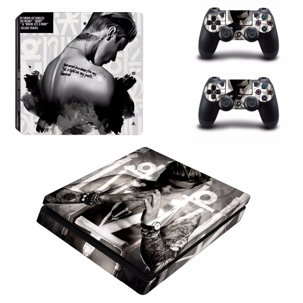 

Justin Bieber PS4 Slim Skin Sticker Decal for Sony PlayStation 4 Console and Controller PS4 Slim Skins Stickers Vinyl Accessory