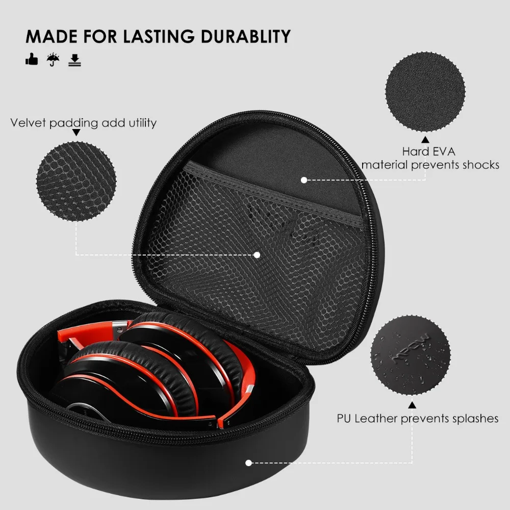 Mpow BH107 Eva Universal Headphones Storage Case Waterproof Earphones Headphone Case Box Headset Storage Pouch Bag Drop shipping