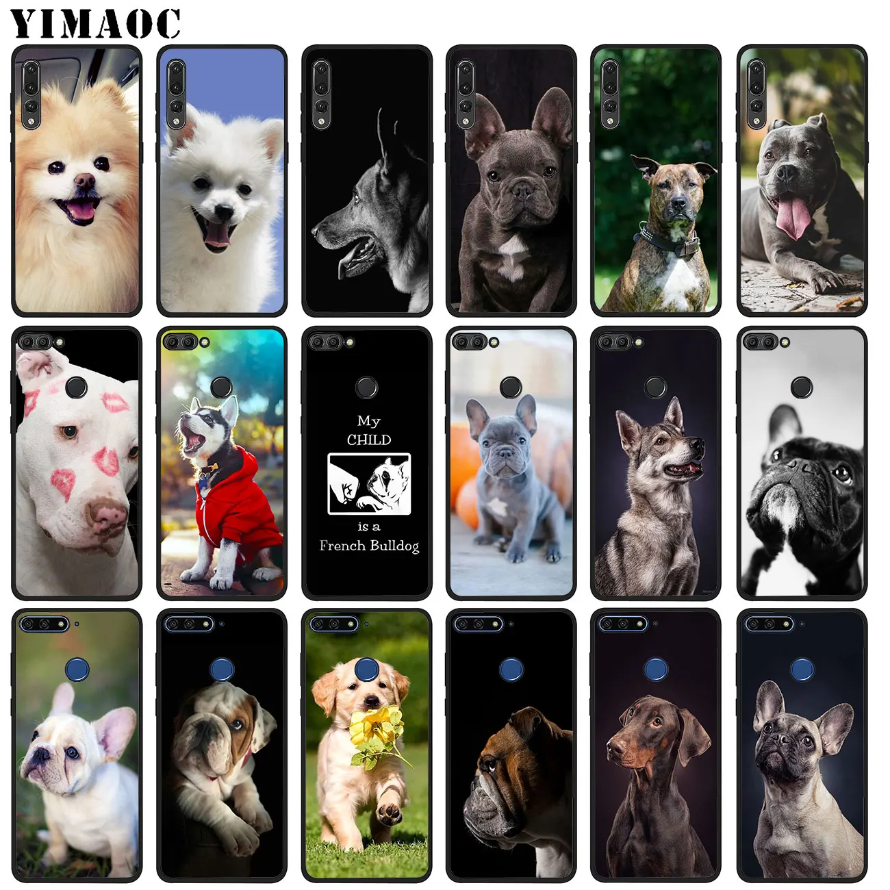 YIMAOC Bulldog pug Puppies dog Soft Silicone Phone Case for Huawei P20 Pro P10 P9 P8 Lite Mini 2017 P Smart Z 2019 Black Cover | Мобильные