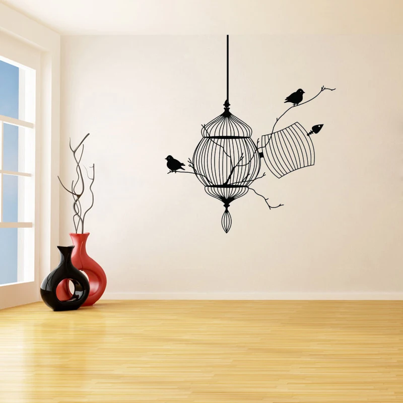 Black Birdcage Removable Wall Stickers for Windows Bedroom Vinyl