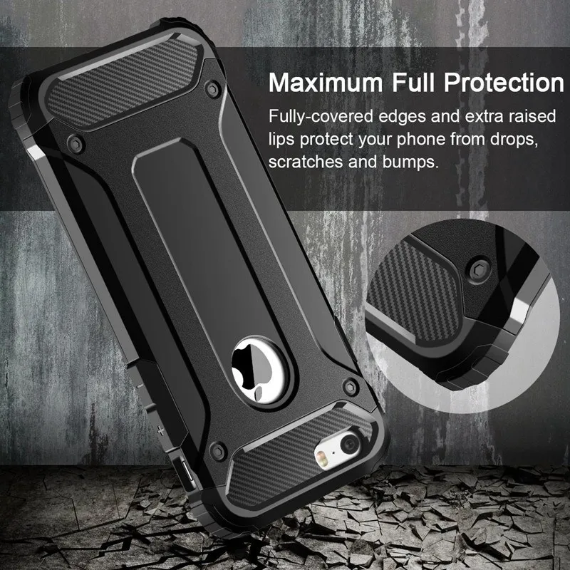 UPaitou Rugged Layer Armor Case for iPhone 5S Case Heavy Duty Shockproof Cases Cover for iPhone 5S 5 SE Hybrid Hard PC TPU 2in1