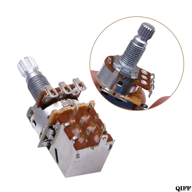 

A250K Potentiometer Push Pull Switch Splined DPDT Pot Shaft17mm Electric Guitar Tone Volume Parts MAR28