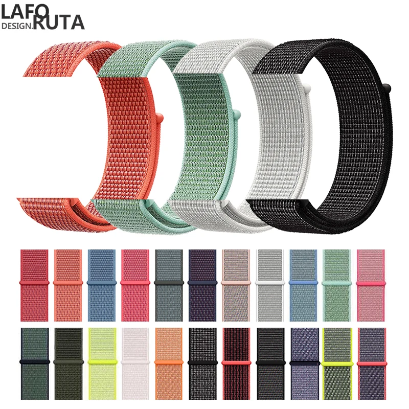 Laforuta Нейлон для Apple Watch Band Series 5 40мм 44мм iWatch Ремешок Спортивные браслеты с петлями 38мм 42мм Для серии 4/3/2/1 Женщины Мужчины