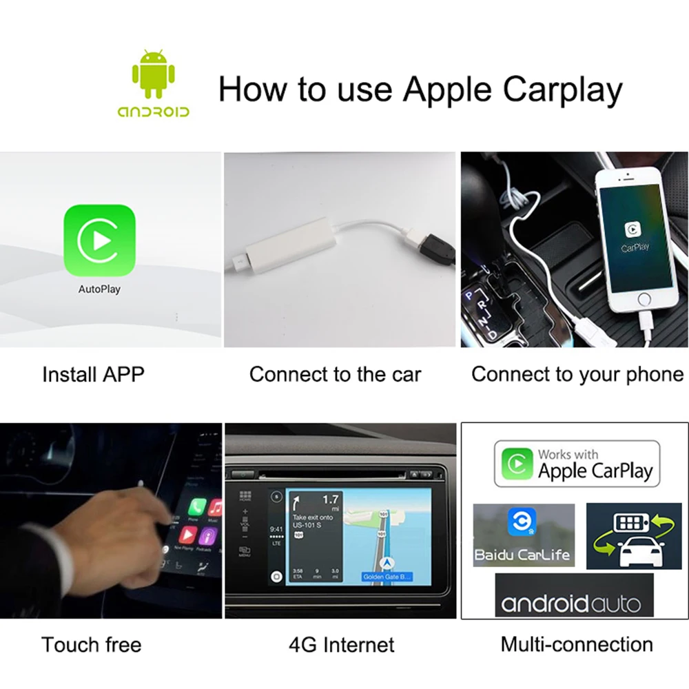 Smart Link USB Bluetooth ключ автомобильный навигационный плеер черный Carplay для Apple iOS CarPlay