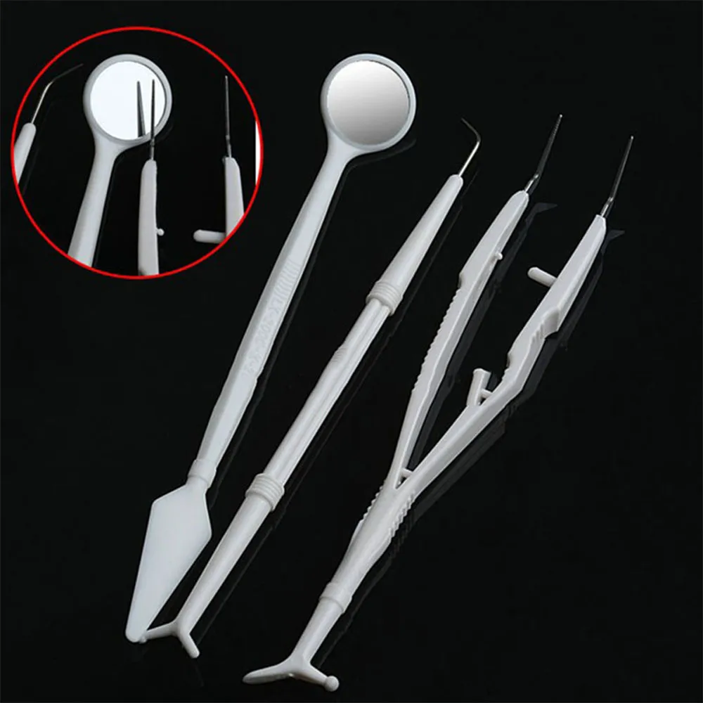 3pcs Set Mouth Mirror Forceps Probe Dental Lab teeth whitening Tools Equipment Oral Hygiene Dental Instruments 4