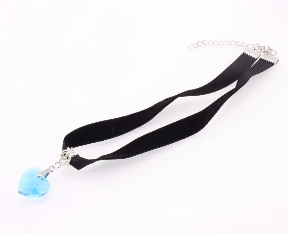 New Fashion Woman Velvet Choker Heart Crystal Pendant Necklaces For Women Jewelry Female Black Ribbon Necklace Party Gift Collar - Image 6