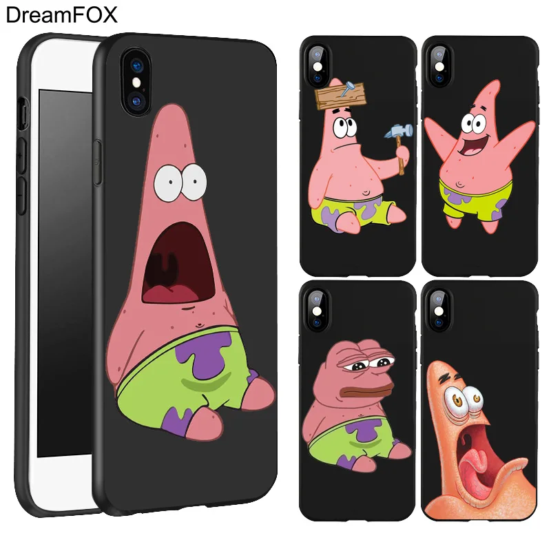 DREAMFOX L072 Patrick Star Black Soft TPU Silicone Case Cover For Apple iPhone 11 Pro XR XS Max X 8 7 6 6S Plus 5 5S 5G SE |